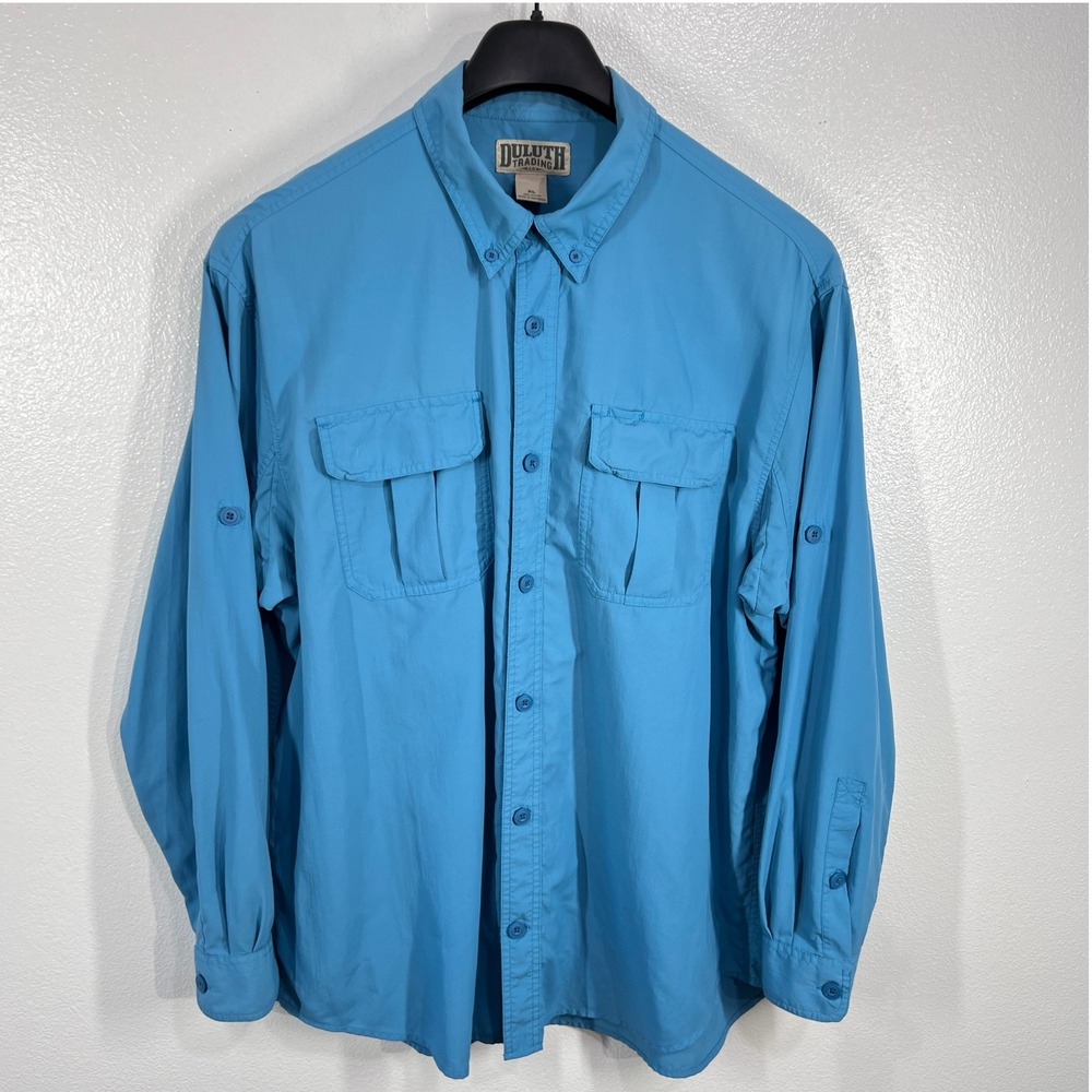 Duluth Trading Fishing‎ Shirt Vented Roll-Up Long Sleeve Button Up XL Outdoors